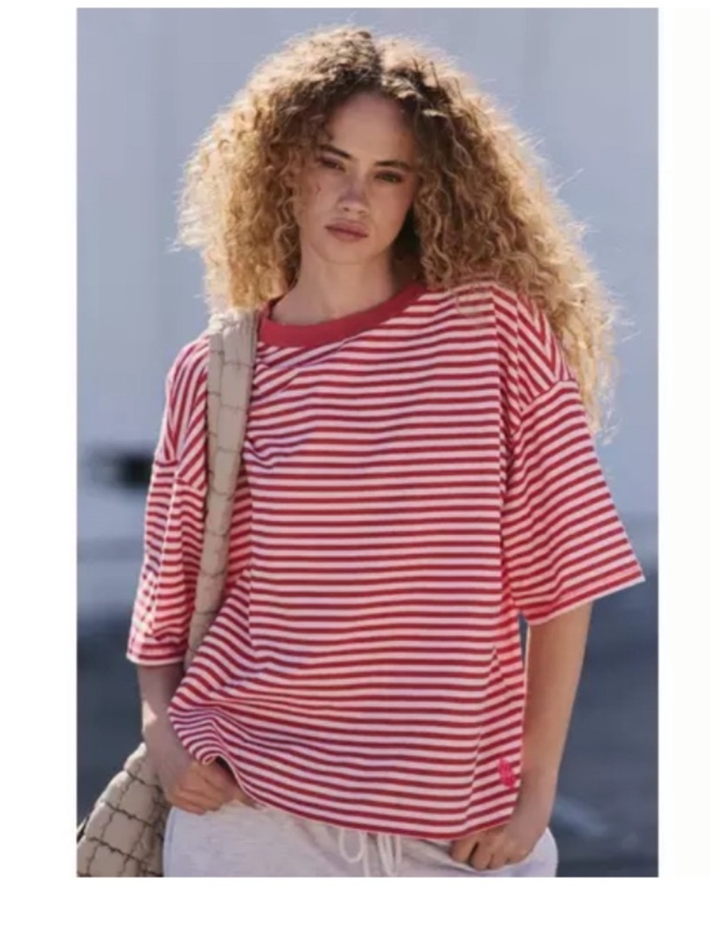 Free People Movement Red Stripe Tackle Tee Large - Picture 2 of 13
